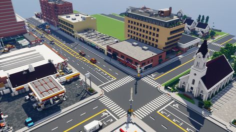 Minecraft Road Layout, Minecraft Intersection, City Layout Minecraft, Minecraft City Roads Design, Minecraft City Roads, Minecraft Road Design, Minecraft Roads Ideas, Minecraft City Street, Minecraft Sidewalk