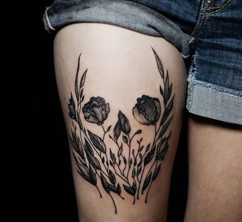 Negative Space Art By Artists Working in a Wide Range of a Mediums Space Skull Tattoo, Pretty Skull Tattoos, Floral Skull Tattoos, Tattoos For Women On Thigh, Tattoos Floral, Floral Tattoos, Tattoos Geometric, Geniale Tattoos, Space Tattoo