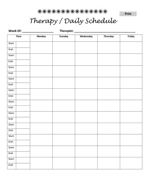 Daily Therapy Schedule | Templates at allbusinesstemplates.com Client Schedule Template, Speech Therapy Organization, Class Schedule Template, Routine Schedule, Daily Routine Schedule, Anatomy Bones, Daily Schedule Template, School Template, Speech Ideas