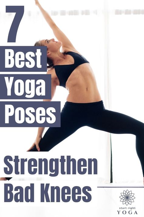 Here are some great yoga poses that ou can still do if you have bad knees. These yoga poses will also help to strengthen your knees. Yoga For Legs, Strengthen Your Knees, Yoga For Knees, Strengthening Yoga, Knee Exercise, Knee Strengthening, Knee Strength, Knee Strengthening Exercises, How To Strengthen Knees