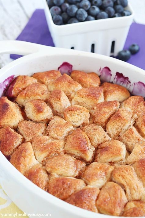 A quick and easy version of a classic cobbler by using refrigerated biscuits to create an easy topping over fresh peaches and blueberries. So delicious and EASY! Pillsbury Peach Cobbler Recipe, Recipes With Canned Biscuits, Peach Biscuits, Grand Biscuit Recipes, Pillsbury Biscuit Recipes, Peach Blueberry Cobbler, Easy Blueberry Cobbler, Blueberry Cobbler Recipes, Fresh Peach Cobbler