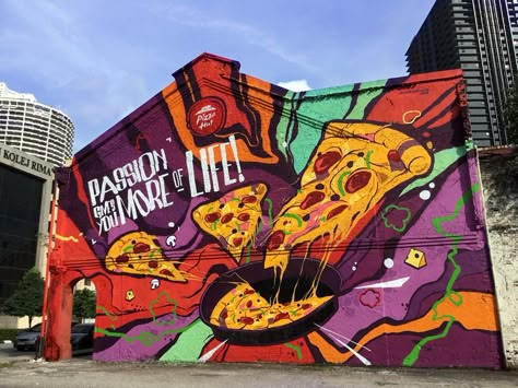 Food Illustration Design, Bakery Design Interior, Outdoor Restaurant Design, Creative Wall Painting, Pizza Art, Food Wall Art, Scary Wallpaper, Wall Painting Decor, Wall Murals Painted