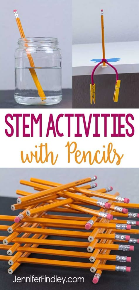 STEM activities using pencils are easy to prep and implement for back to school and end of the year stem challenges. Check out three popular STEM and science activities using pencils. Free printables included! Elementary Stem, Elementary Stem Activities, Easy Stem, Stem Classes, Stem Elementary, Steam Projects, Stem Classroom, Stem Challenge, Steam Activities