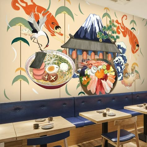 Giant Illustration, Wall Art Restaurant, Art Festival Poster, Images Pop Art, Japanese Restaurant Design, Educational Design, Design Thinking Process, 3d Wall Painting, Pop Art Images