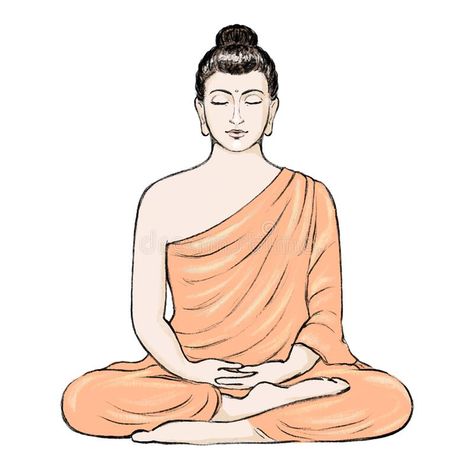 Buddha Sitting in Lotus Position. Hand Drawn Illustration Stock Vector - Illustration of sitting, drawn: 219673601 Mom Dad Tattoo Designs, Buddha Drawing, Cute Disney Quotes, Buddha Artwork, Meditation Poses, Buddha Figures, Certificate Design Template, Sitting Buddha, Dad Tattoos