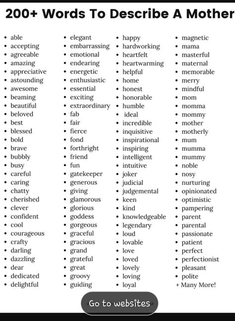 Character Traits List, Describing Words, Words To Describe Someone, Words To Describe Yourself, Night Activities, 50 Words, Moms Crafts, Character Trait, Character Traits