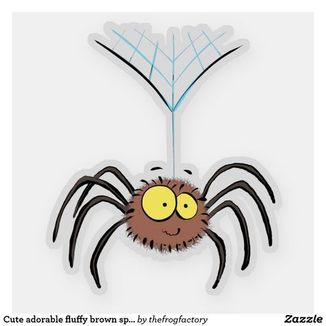 Cute adorable fluffy brown spider cartoon sticker Cute Spider Cartoon, Spider Cute Drawing, Spider Cartoon Drawing, Cute Spider Drawing, Fuzzy Spider, Spider Face Painting, Spider Cartoon, Punk Drawing, Halloween Window Silhouettes