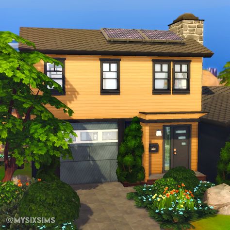 Yellow Sims 4 House, Sims 4 Fixer Upper House, Sims 4 50s House, Sims 4 Oasis Springs House Ideas, Sims 4 Mid Century House, Sims 4 House 30x20, Sims 4 Fixer Upper, Sims 4 Mid Century Modern, Sims 4 50s