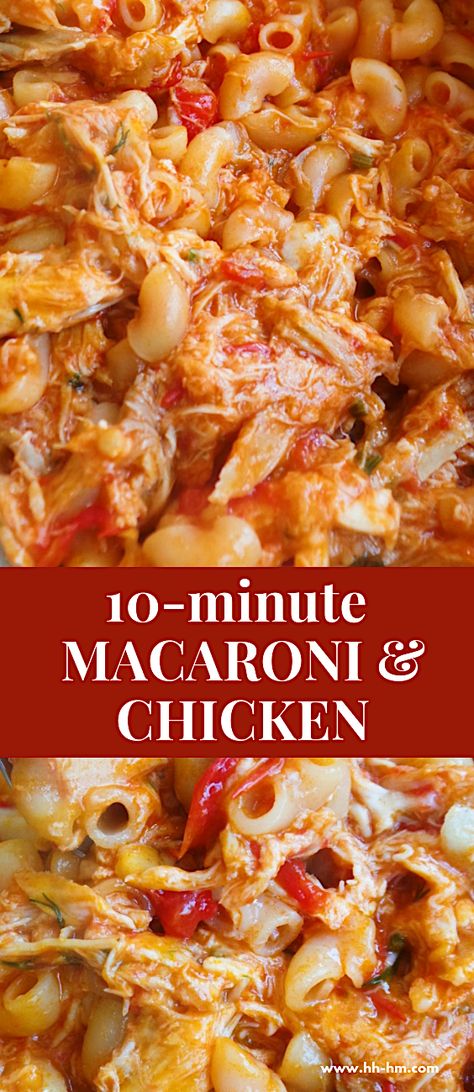 10-Minute Macaroni With Chicken! This is not just healthy macaroni and cheese, it's a one pan, 10-minute healthy dinner that you will absolutely love! You can make this with any type of pasta (different cooking times!) Chicken And Macaroni Recipes, Meals Using Elbow Macaroni, What To Do With Elbow Macaroni, Elbow Macaroni Recipes With Chicken, Elbow Macaroni Dinner Recipes, Recipes For Elbow Macaroni, Healthy Macaroni And Cheese, Type Of Pasta, Macaroni Casserole