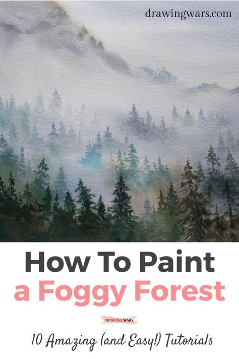 How To Paint Foggy Forest, Forest Painting Acrylic Step By Step, How To Paint Forest, Forest Painting Acrylic Easy, Forest Painting Tutorial, Forest Painting Acrylic, Paint A Forest, Foggy Forest Painting, October Challenge