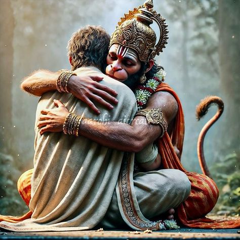 Tender Embrace, Sri Ram, Indian Mythology, Hanuman Chalisa, Unwavering Faith, Shri Hanuman, Hanuman Images, Divine Connections, Jai Hanuman