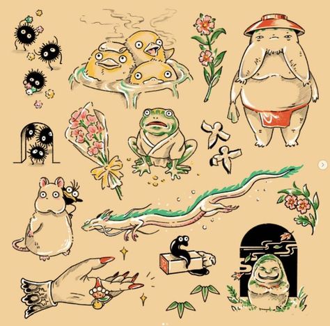 Ghibli Tattoo Ideas, Miyazaki Tattoo, Tatuaje Studio Ghibli, Ghibli Tattoos, Studio Ghibli Tattoo, Miyazaki Art, Spirit Tattoo, Ghibli Tattoo, Ghibli Artwork