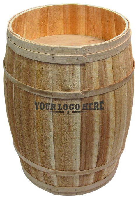 18-inch Wooden Barrel Dump Bin w/ Custom Logo, False Bottom - Natural Wooden Bins, Northern White Cedar, False Bottom, Produce Displays, Feed Store, Grocery Store Design, Retail Store Display, Display Basket, Farm Store