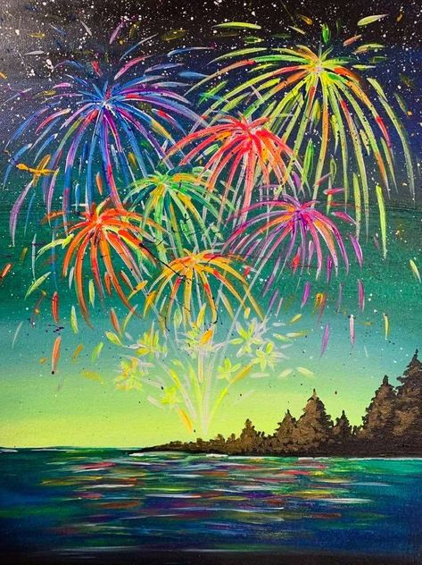 Join us at Pinot's Palette - Fort Collins on Sat Jul 03, 2021 2:00-4:00PM for Colorful Celebration. Seats are limited, reserve yours today! New Year Painting Ideas Canvas, 4th Of July Art, Tomato Drawing, Celebration Art, Firework Painting, Karla Gerard, Fireworks Art, Pinots Palette, Pastel Sunset