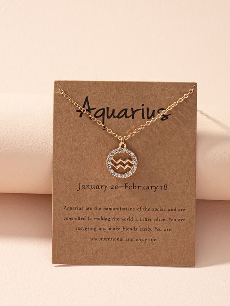 Rhinestone Aquarius Symbol Charm Necklace | SHEIN USA Pulseras Aesthetic, Aquarius Jewelry, Aquarius Symbol, Aquarius Pendant, Aquarius Necklace, Aquarius Zodiac Sign, Aquarius Truths, Astrology Necklace, Embellished Fashion