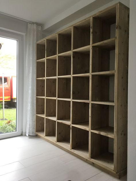 CARL LAX: Shelf Made of Scaffolding Planks and Timber DEPTH 20/28/38 Cm - Etsy Scaffold Board Bookcase, Bookcase Plans, Timber Shelves, Salvaged Wood, Wall Storage, Home Library, Kiosk, Decoration Design, Future House