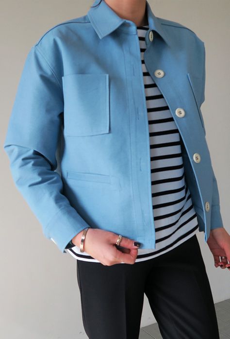 SKY BLUE JACKET Jacket Outfit Women, Navy Blue Jacket, Korean Clothing, Jacket Outfit, Inspo Outfit, Outdoor Jacket, Blue Outfit, 2024 Fashion, Blue Pants