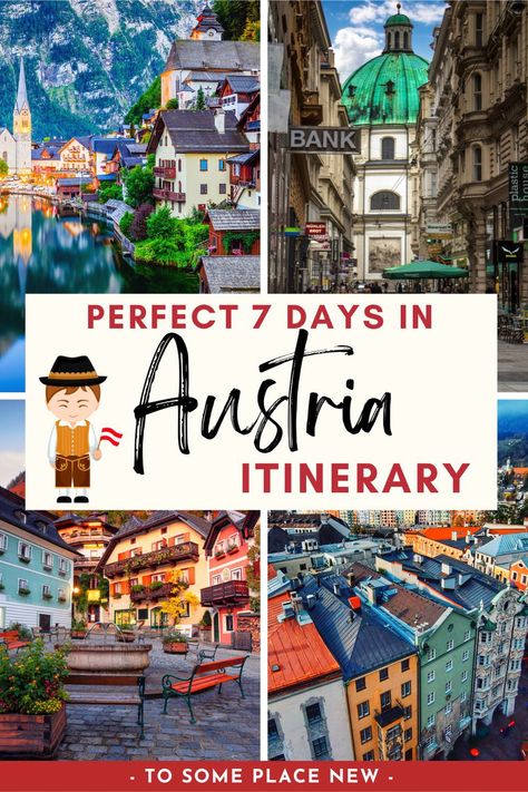 One week in Austria itinerary pin Switzerland Austria Itinerary, Austria Itinerary Summer, Italy Switzerland Germany Austria Itinerary 10 Day, Germany And Austria Itinerary, Vienna Places To Visit, Austria Vacation, Austria Itinerary, Sabbatical Ideas, Vienna Austria Travel