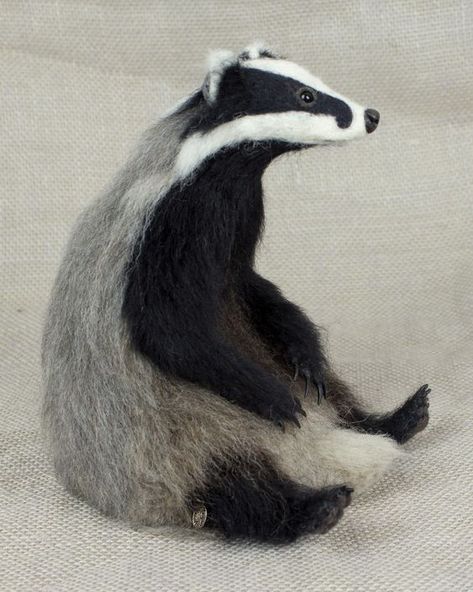 Badger Illustration, Marion Ohio, Needle Felted Cat, A Level Art Sketchbook, Honey Badger, Nocturnal Animals, Needle Felting Projects, Felted Animals, Animal Sculpture