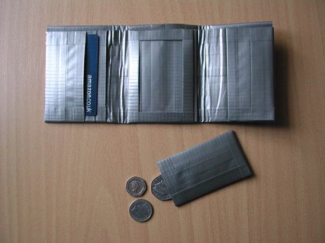 Picture of Tri-Fold Duct Tape Wallet (Notes, Cards, ID, Coins) Coffee In London, Duck Tape Wallet, Duct Tape Wallet, Handmade Wallet, Memory Crafts, Tape Art, Purse Handmade, Handmade Wallets, Duck Tape