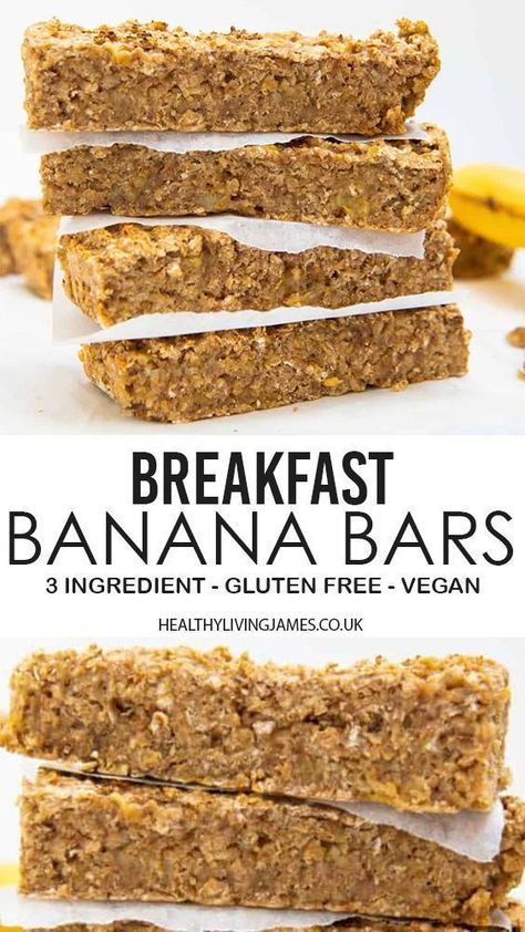 Breakfast Banana Bars, Breakfast Bars Healthy, Breakfast Banana, Healthy Snack Bars, Motivasi Diet, Perfect Healthy Breakfast, Banana Bars, Decorações Com Comidas, James 3