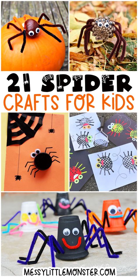 Spider crafts for toddlers and preschoolers. Easy spider crafts for kids. Spider Crafts Preschool, Spider Crafts For Kids, Spiders Preschool, Halloween Spider Craft, Spider Web Craft, Spider Activities, Spider Theme, Insect Crafts, Halloween Craft Projects