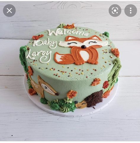 Woodland Theme Cake, Woodland Birthday Cake, Animal Baby Shower Cake, Fox Cake, Woodland Creatures Baby Shower, Animal Baby Shower Theme, Woodland Cake, Baby Cake Smash, Baby Shower Cakes For Boys