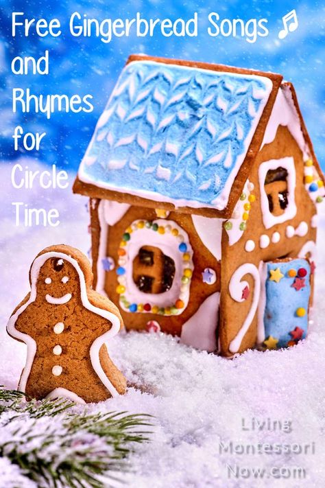 Lots of fun, free gingerbread songs and rhymes for a literature-based Gingerbread Man theme or a Christmas theme! Perfect for home or classroom - Living Montessori Now Gingerbread Man Song, Gingerbread Poem, Christmas Rhyming, Cookie Song, Circle Time Games, Gingerbread Friends, Early Childhood Education Programs, Circle Time Songs, Gingerbread Theme