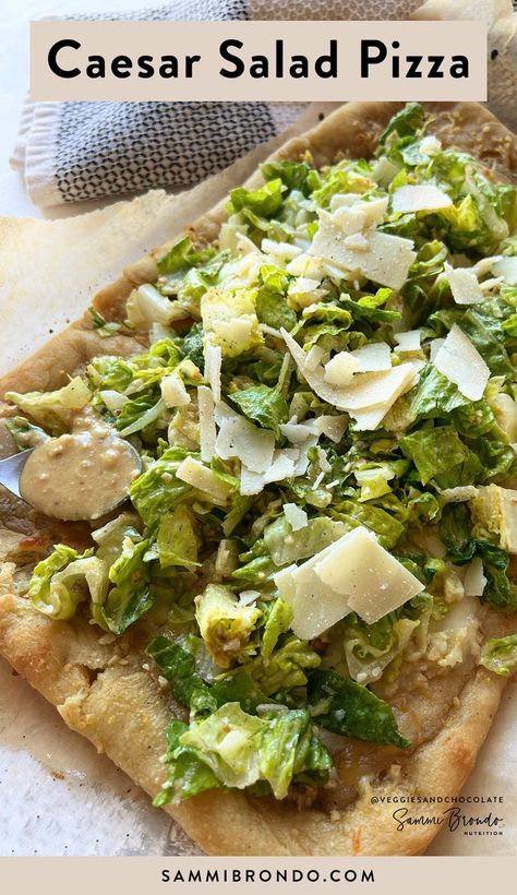 Caesar Salad Pizza Recipe, Caesar Pizza, Caesar Salad Pizza, Salad Pizza, Crisp Salad, Grilled Chicken Caesar Salad, Pizza Cheese, Family Nutrition, Farro Salad