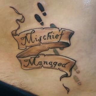 Mischief managed Harry Potter  tattoo Marauders Map Tattoo, Mischief Managed Tattoo, Harry Potter Mischief Managed, Tattoo Harry Potter, Hp Tattoo, Potter Tattoo, Map Tattoos, Theme Harry Potter, Harry Potter Tattoos