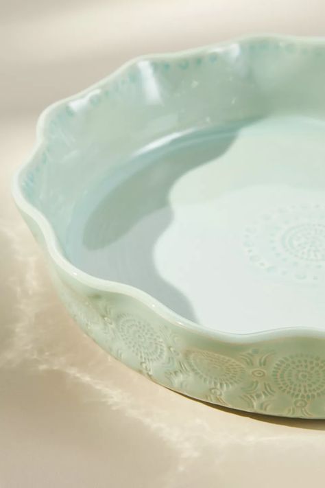 Old Havana Pie Dish | Anthropologie Old Havana, Garden Tiles, Cooking Supplies, Everyday Meals, Baking Set, Crackle Glaze, Bhldn Weddings, Luminous Colours, Pie Plate