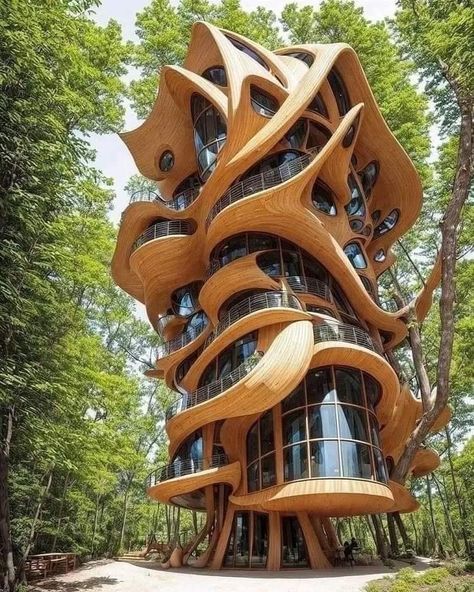 Beautiful Tree Houses, Crazy Houses, Cool Tree Houses, Unusual Buildings, Tree House Designs, Unusual Homes, Unique House Design, Amazing Buildings, Unique Buildings