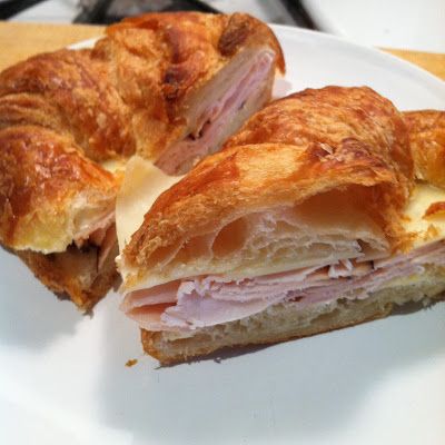 Quest for Delish: Turkey and Swiss on a Croissant Turkey Croissant Sandwich, Turkey Croissant, Gluten Free Croissant, Cheese Croissant, Croissant Sandwich, Best Sandwiches, Turkey Cheese, Turkey Sandwiches, Best Sandwich