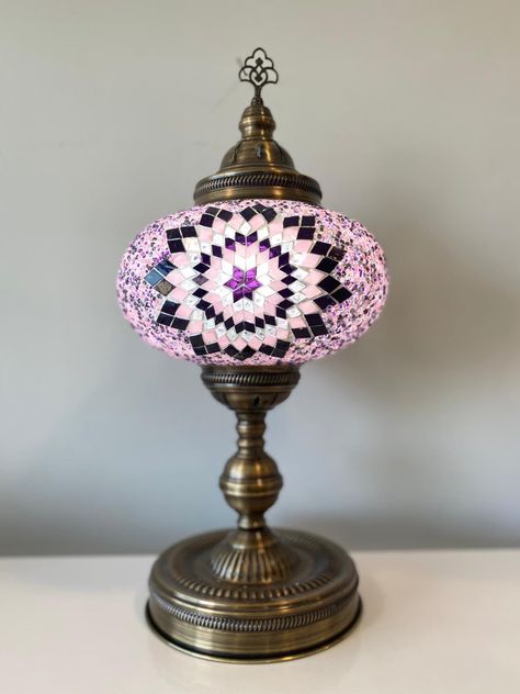 "- Handmade in Turkey - Unique Style - Ready to ship in 1-3 business days Measures; Height: 55 cm (21.6\") , Globe Height: 27 cm (10.6\") Mosaic lamps look different when they are turned off and when they are on, please see the picture how this gorgeous lamp look when it is lit and not lit. Estimate Delivery After Shipping; US / Canada 3-5 business days EU/ UK 2-3 business days Rest of the World 2-5 business days For wholesale inquiries and other questions please contact us." Comfy Room Ideas, Turkish Lanterns, Mosaic Lamps, Turkish Lights, Lamp Inspiration, Turkish Lamp, Lamp Pink, Turkish Mosaic Lamp, Turkish Mosaic