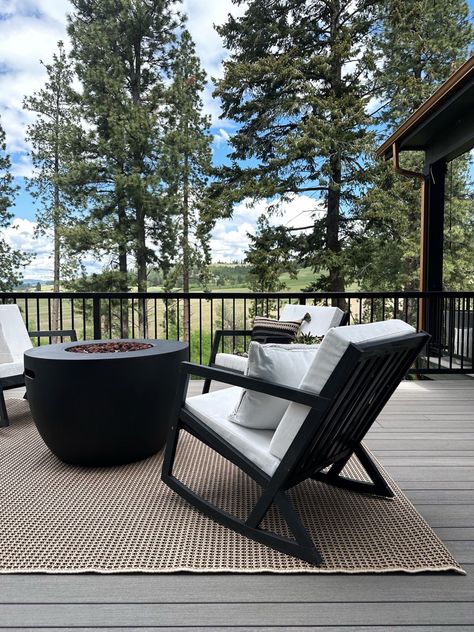 My back deck is getting ready for warmer days! Love these rocking chairs around our deck fire pit. Affordable and cozy! They have held up great for a second season of use Follow my shop @ourpnw_home on the @shop.LTK app to shop this post and get my exclusive app-only content! #liketkit #LTKFind #LTKunder100 #LTKhome @shop.ltk https://liketk.it/48OsN Cozy Rocking Chairs, Outdoor Rocking Chairs Patio Ideas, Deck Lounge Chairs, Black Adirondack Chairs Fire Pit, Fire Pit Seating Ideas Chairs, Seating Around Fire Pit, Chairs Around Fire Pit, Fire Pit On Deck, Chairs For Fire Pit