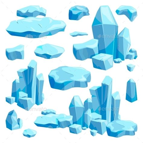 Ice Drawing, Ice Games, Minecraft Banner Designs, Environment Props, Broken Pieces, Low Poly Art, Ice Crystals, Blue Ice, Digital Painting Tutorials