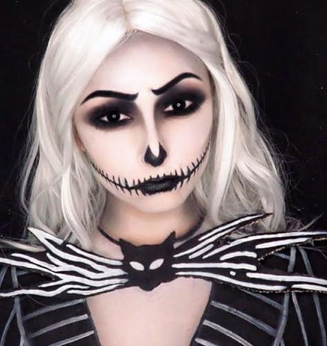 Jack Skellington Face Paint, Jack Skellington Makeup, Skellington Makeup, Jack Costume, Jack The Pumpkin King, Cute Halloween Makeup, Makeup Sephora, Halloween Beauty, Halloween Makeup Pretty