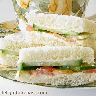 Cucumber Tea Sandwiches / www.delightfulrepast.com Afternoon Tea Sandwiches, Sandwiches Afternoon Tea, Cucumber Tea, Cucumber Tea Sandwiches, Sandwich Wraps Recipes, Tea Sandwiches Recipes, Lunch Items, Party Sandwiches, Victorian Times