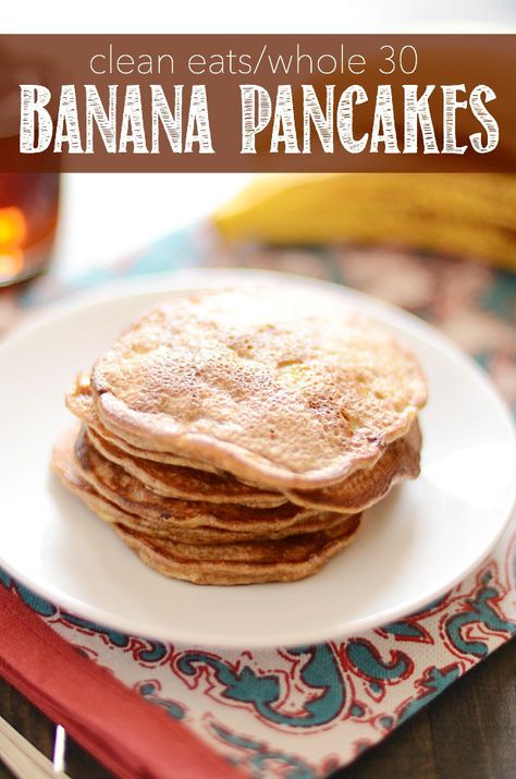 These banana pancakes are made up of simple, wholesome ingredients with no flour and no oil or butter. Whole 30 compliant! Breakfast Ideas For 1, Pancake Banane, Banana Pancakes Recipe, Wellness Nutrition, Whole 30 Breakfast, Whole 30 Diet, Second Breakfast, Whole30 Recipes, Recipe 30