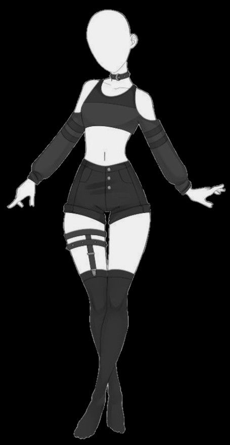 Punk Outfit Drawing Reference, Goth Clothing Drawing, One Piece Anime Outfit Ideas, Goth Clothes Drawing Reference, Black Outfits Drawing, Anime Black Outfit, Combat Clothes Drawing, Female Oc Outfits, Anime Pants Drawing