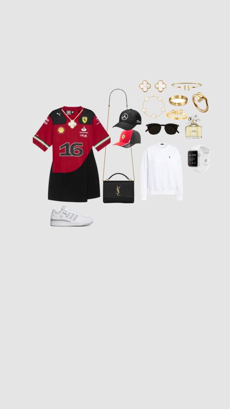 #ferrarigirl #cl16 #f1outfits #wagsf1 #outfitinspo #racedayfit #shiftingrealities #mercedesf1 #paddockoutfit Race Outfit, Race Day Outfits, Outfit For Women, Outfit Collage, Day Outfits, Race Day, Grand Prix, Ferrari, Fangirl