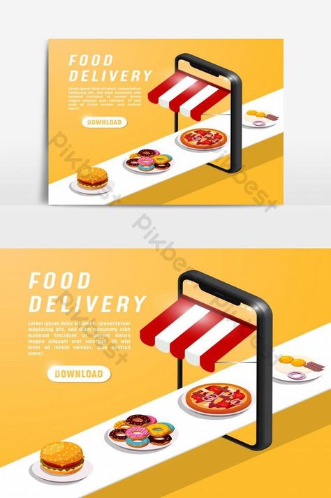 food delivery mobile application online food order and e-commerce concept Food Delivery Ads, Food Delivery Poster, Delivery Poster, Template Restaurant, Food Counter, Falcon Logo, Libra Art, E-commerce App, Food Order