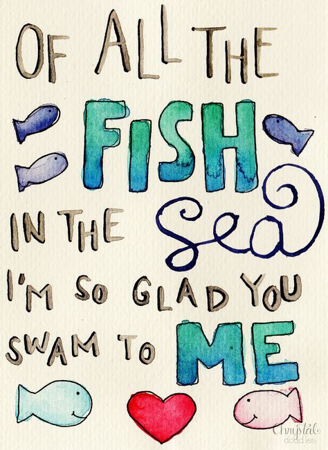 you are my golden fish Fishing Quotes Couples, Fish Quotes, Quotes Sea, Fishing Sayings, Sea Quotes, Fish In The Sea, Watercolor Lettering, Fishing Quotes, Exotic Animals