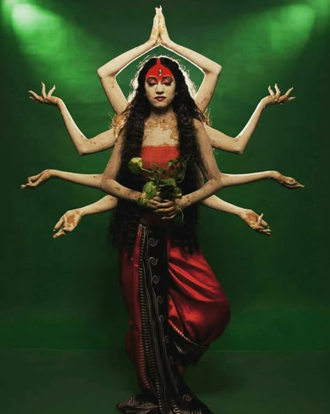 Mata Durga Multiple Arms Reference, Durga Photoshoot, Goddess Pose Reference, Mata Durga, Multiple Arms, Durga Ji, Durga Kali, Durga Mata, Indian Classical Dance