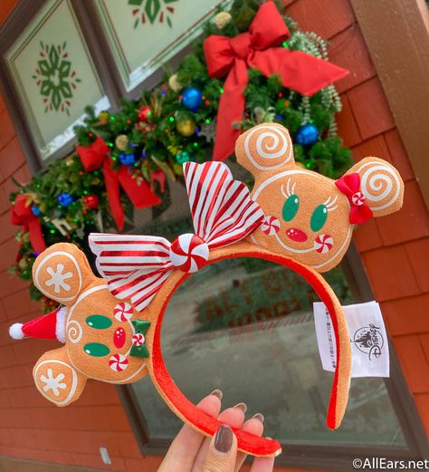 PHOTOS: Gingerbread Minnie Ears Have Returned To Disney World for The Holidays (With a NEW Look!) - AllEars.Net Disney Ears Headband, Peppermint Candies, Shop Disney, Mickey Mouse Hat, Disney Adult, Disney Minnie Mouse Ears, Minnie Ears Headband, Minnie Mouse Ears Headband, Disney Bounding