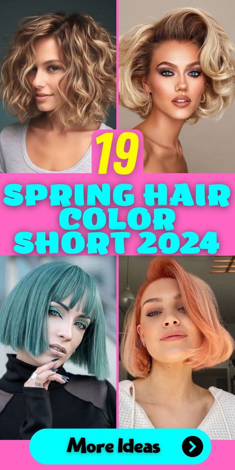 Vibrant Hair Color Ideas for Short Hair Spring 2024: Spring 2024 will see vibrant hair color ideas for short hair. From electric blues to fiery reds, these bold shades will be ideal for making a statement. This trend will cater to those with a daring fashion sense and will be suitable for various hair types, including straight and wavy. Hair Color Ideas For Brunettes Short, Brunette With Blonde Highlights, Spring Hair Color Trends, Wedding Ponytail, Hair Spring, Brunettes Highlights, Vivid Hair Color, Spring Hair Color, Drawstring Ponytail