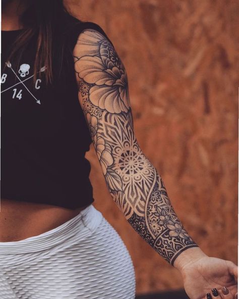 Flower Mandala Leg Sleeve, Front Leg Tattoo Women Shin, Floral Leg Tattoo Sleeve, Shin Sleeve Tattoo, Mandala Leg Sleeve, Floral Leg Sleeve Tattoo, Lower Leg Tattoos, Arm Sleeve Tattoos For Women, Mandala Tattoo Sleeve