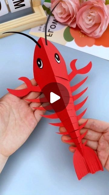 paper crafts creator on Instagram: "Big and Bold Origami Lobster  #parent-child handicraft #interesting origami handicraft This origami lobster is a fun and easy way to introduce your child to the art of paper folding. It's perfect for a rainy day activity or a creative playdate." Origami Lobster, Lobster Craft, Paper Fish Origami, Lobster Crafts, Origami Fish Base, Rainy Day Activity, Lobster Art, Kids Handicraft, Rainy Day Activities