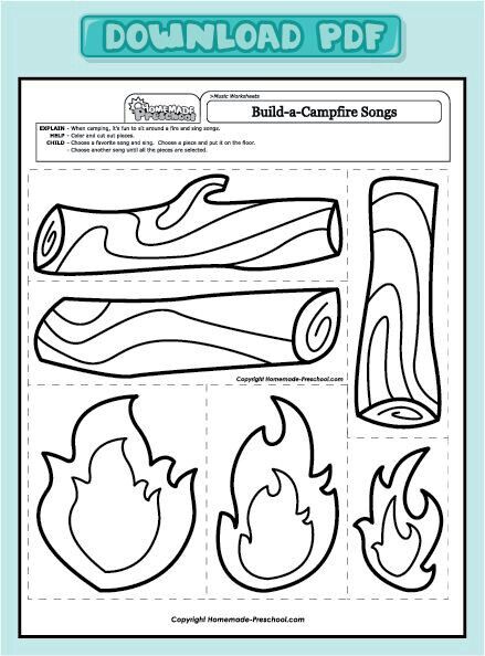 Camping Worksheets, Camping Preschool, Camping Theme Preschool, Fire Crafts, Camping Crafts For Kids, Worksheets For Preschoolers, Camping Classroom, Campfire Songs, Camping Theme Classroom