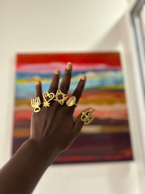 Every Adinkra symbol has its own significance. Adinkra Jewelry, Afro Jewelry, African Aesthetic, Dope Jewelry Accessories, Brass Jewellery, African Royalty, Adinkra Symbols, Black Couple, Aesthetic Lifestyle